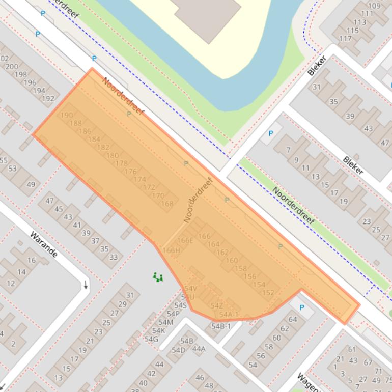 Kaart van postcodegebied 2152AB.