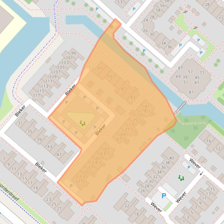 Kaart van postcodegebied 2152AS.