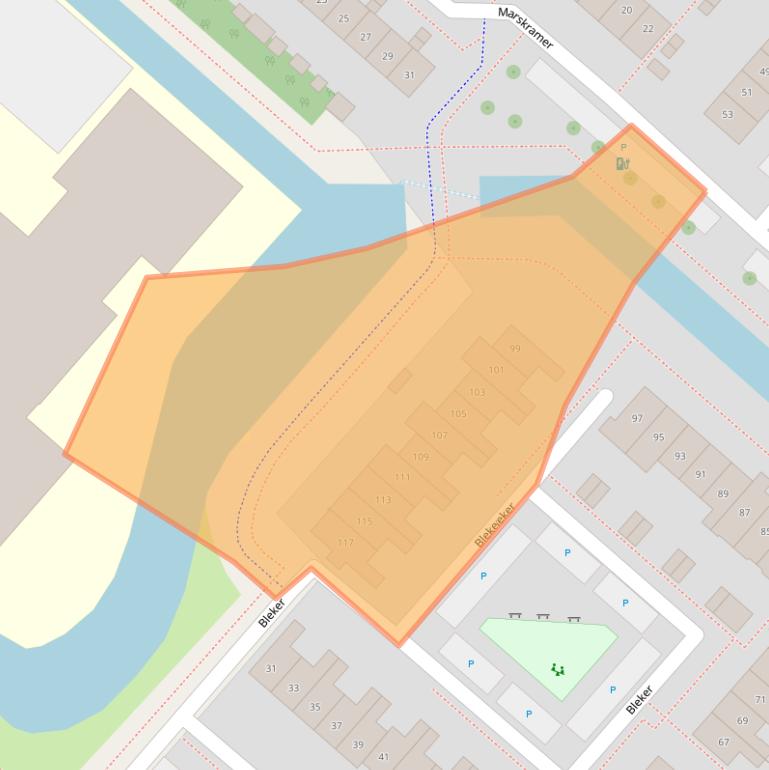 Kaart van postcodegebied 2152AT.