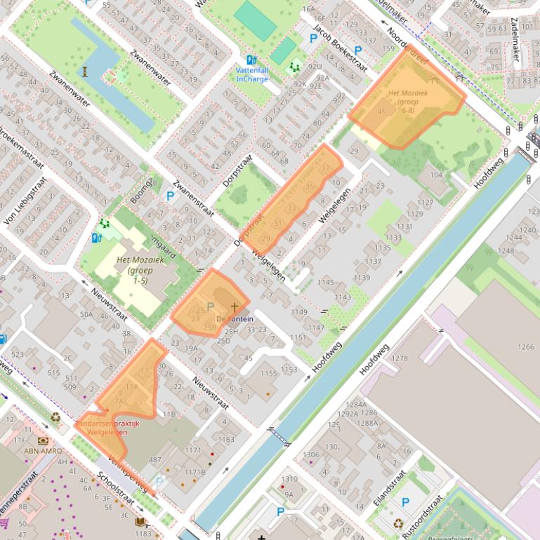 Kaart van postcodegebied 2152BA.