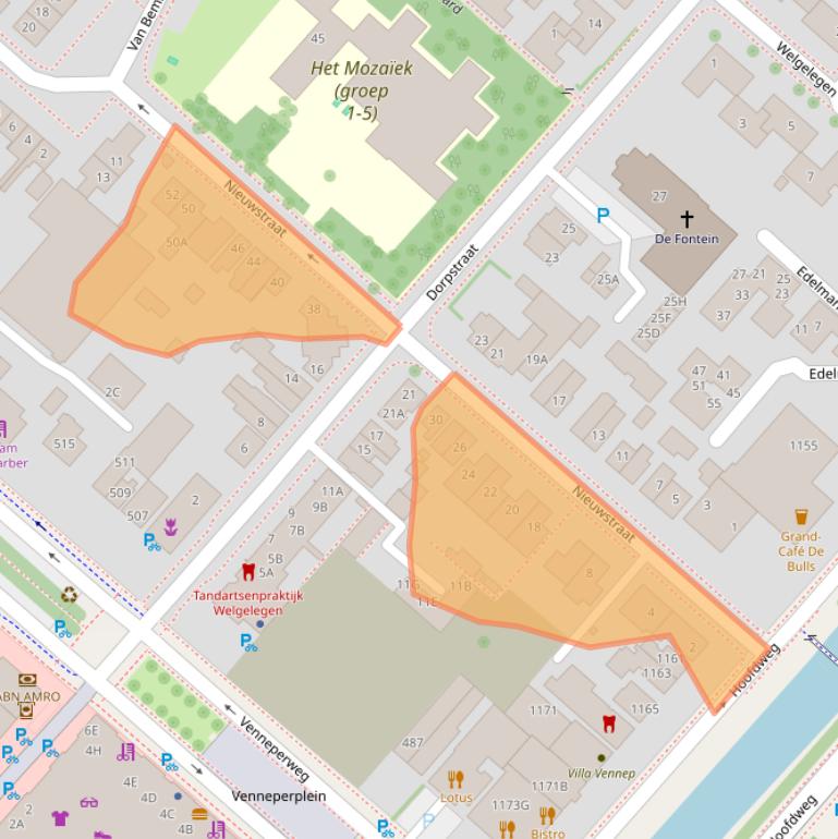 Kaart van postcodegebied 2152BG.