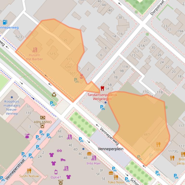 Kaart van postcodegebied 2152CA.