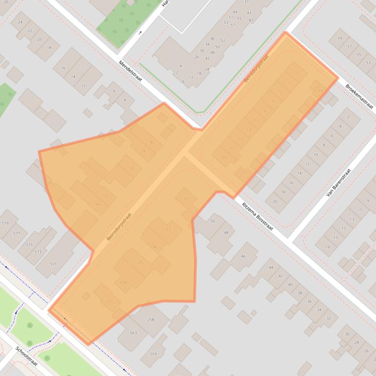 Kaart van postcodegebied 2152CE.