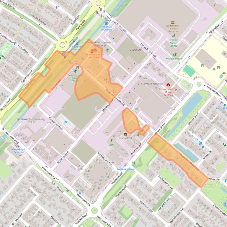 Kaart van postcodegebied 2152CT.