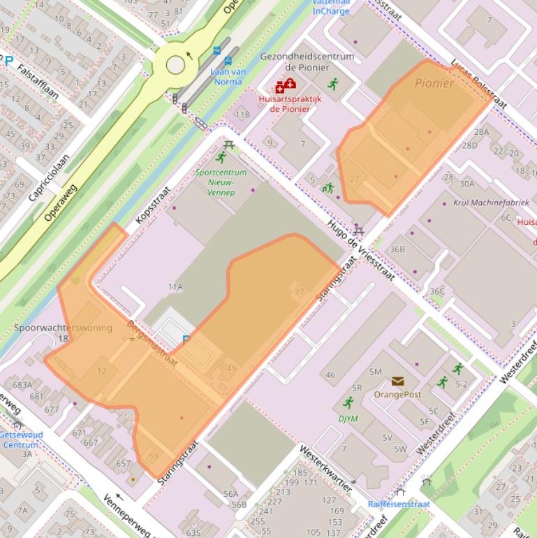 Kaart van postcodegebied 2152CW.