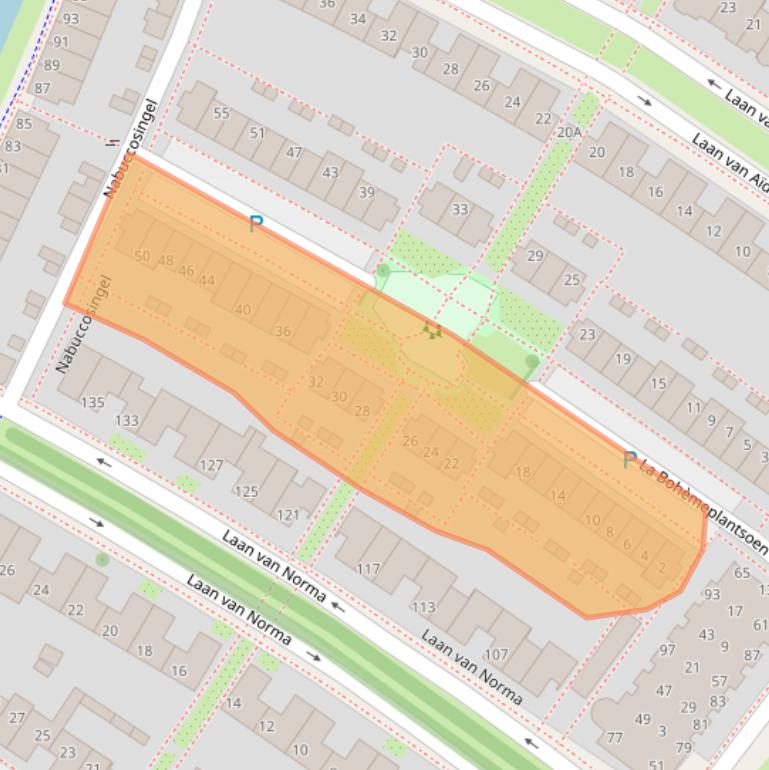 Kaart van postcodegebied 2152GG.