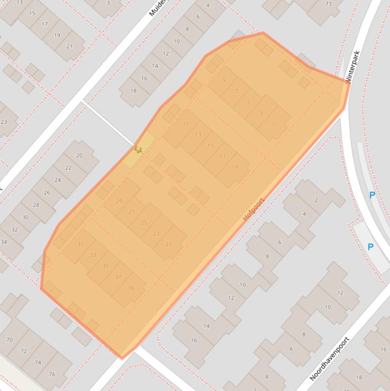 Kaart van postcodegebied 2152HJ.