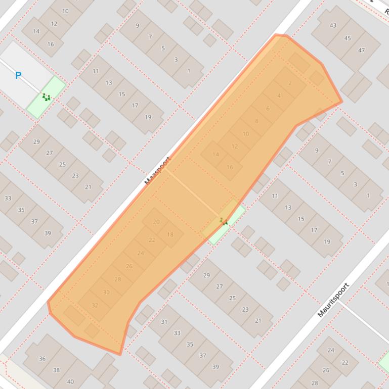 Kaart van postcodegebied 2152HP.