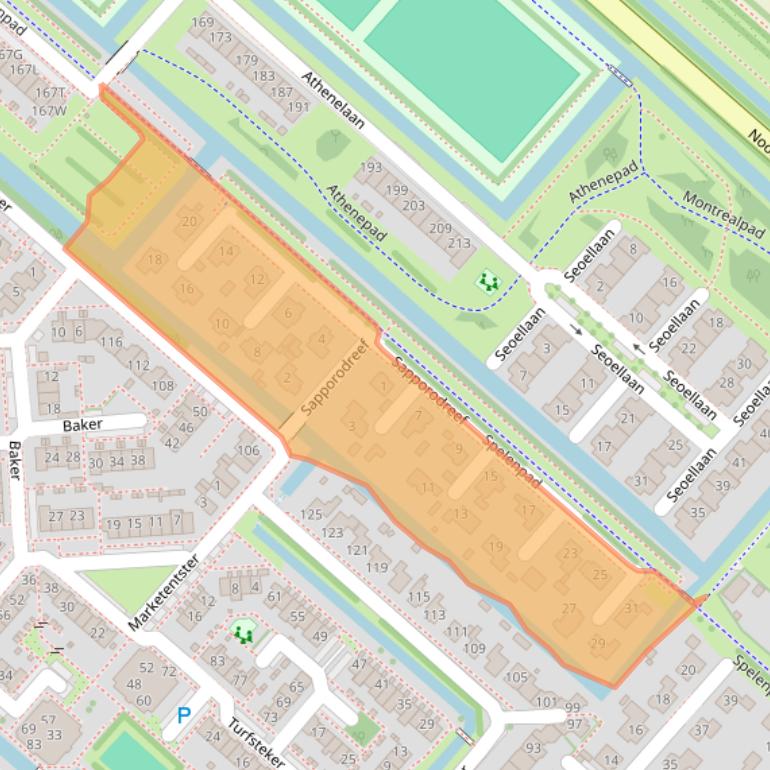 Kaart van postcodegebied 2152KJ.