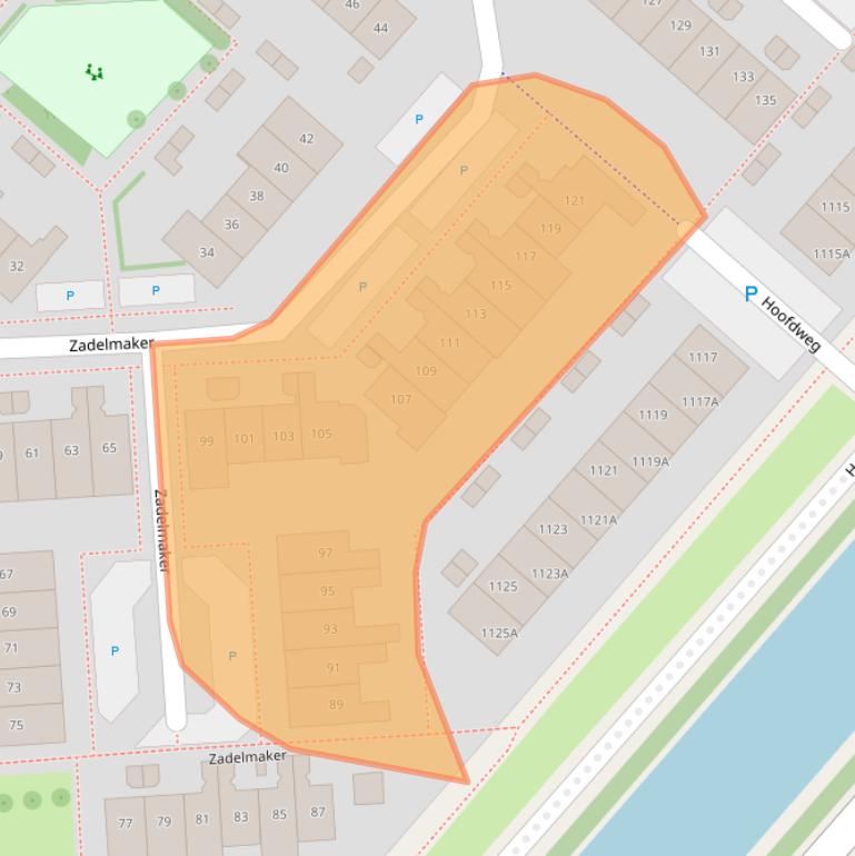 Kaart van postcodegebied 2152LP.