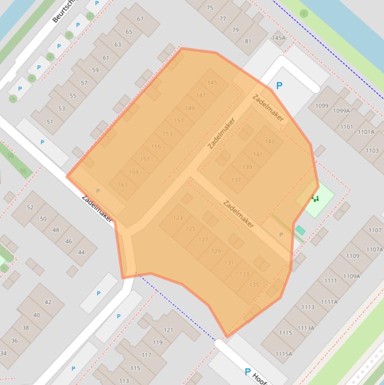 Kaart van postcodegebied 2152LR.