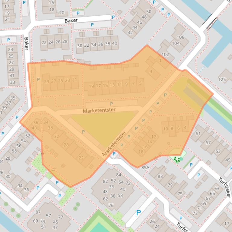 Kaart van postcodegebied 2152LW.