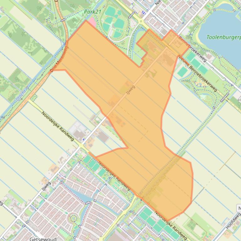 Kaart van postcodegebied 2152NA.