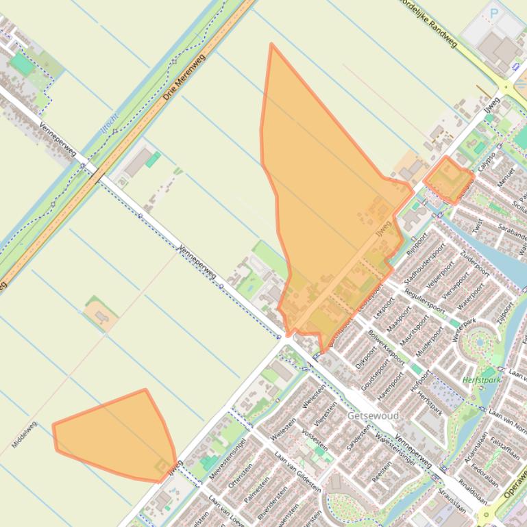 Kaart van postcodegebied 2152ND.