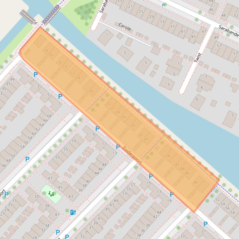 Kaart van postcodegebied 2152RG.