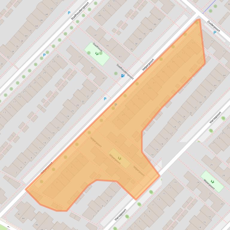 Kaart van postcodegebied 2152RS.