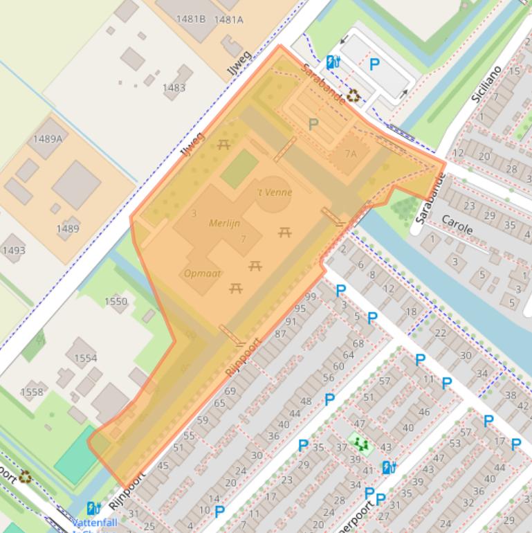 Kaart van postcodegebied 2152TB.