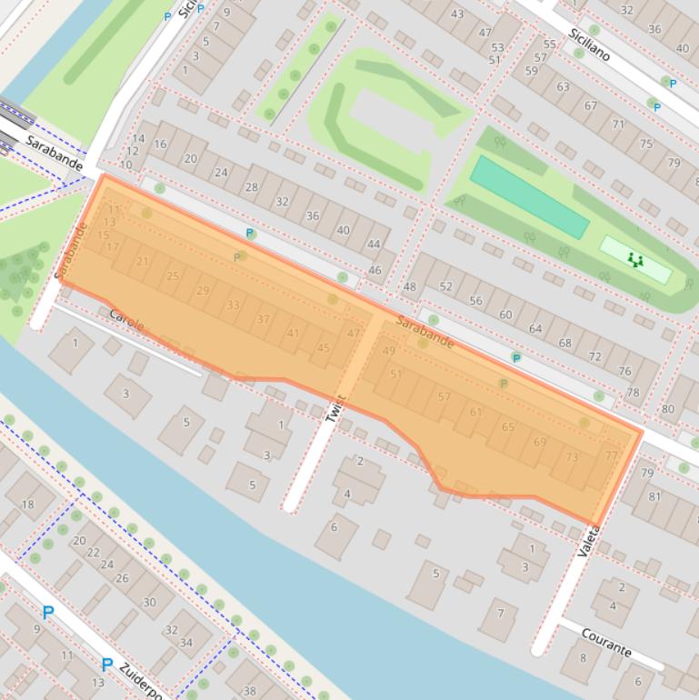 Kaart van postcodegebied 2152TC.