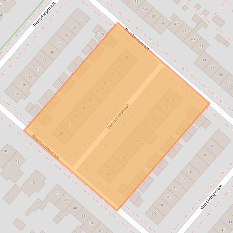 Kaart van postcodegebied 2152XD.