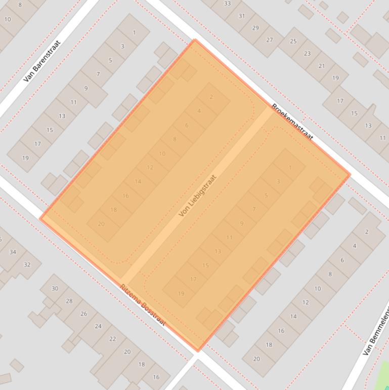 Kaart van postcodegebied 2152XE.