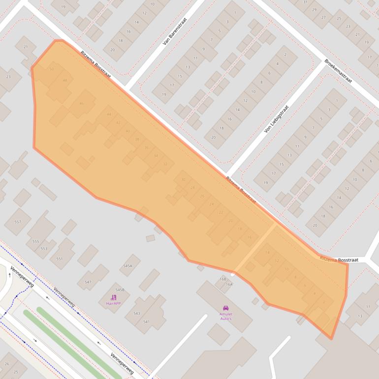 Kaart van postcodegebied 2152XG.