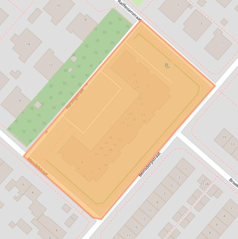 Kaart van postcodegebied 2152XH.