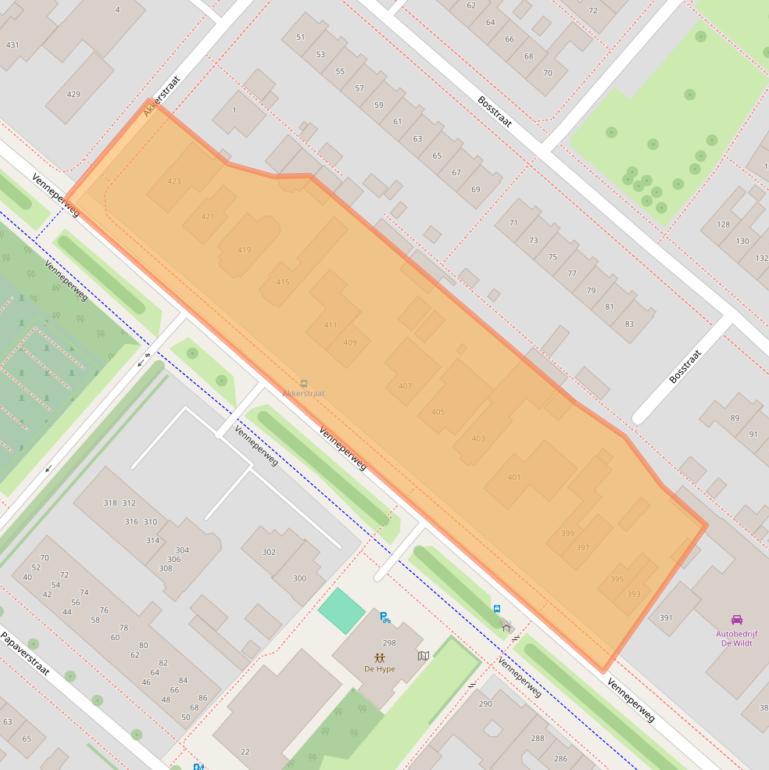 Kaart van postcodegebied 2153AB.