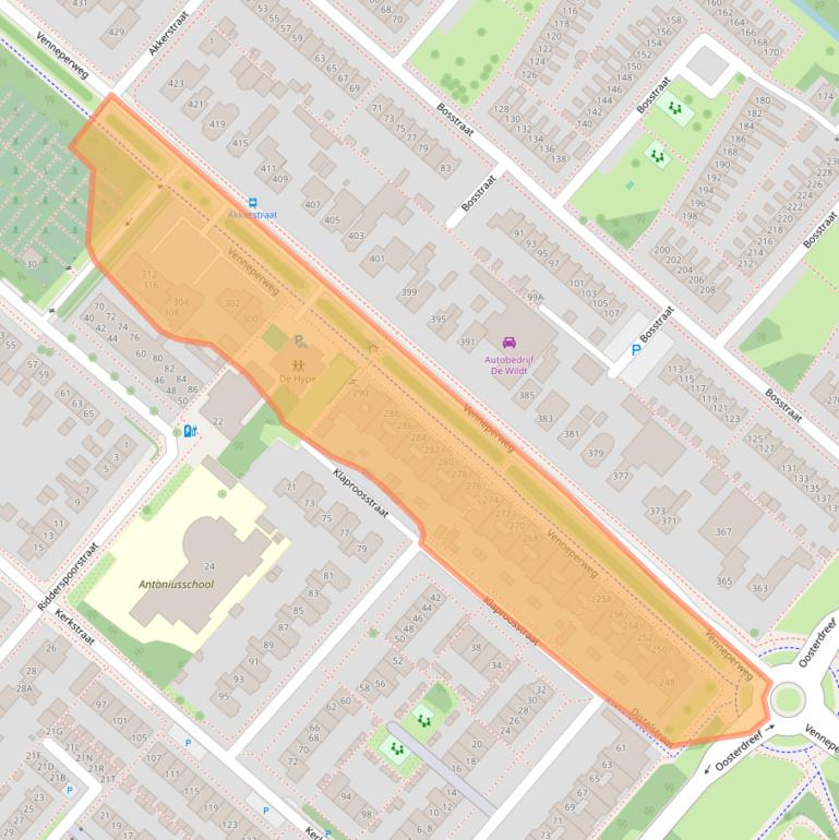 Kaart van postcodegebied 2153AE.