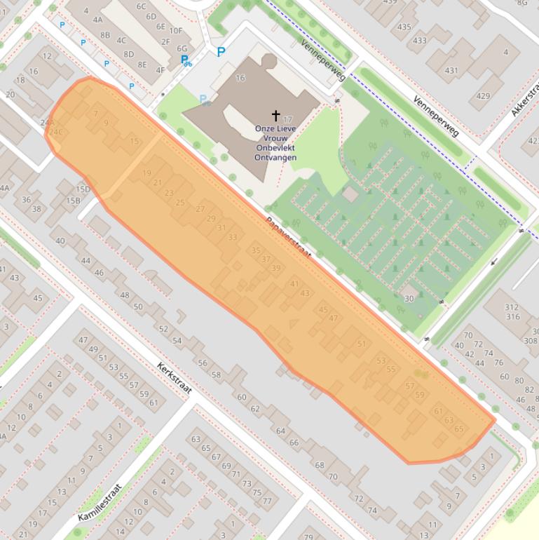 Kaart van postcodegebied 2153BB.