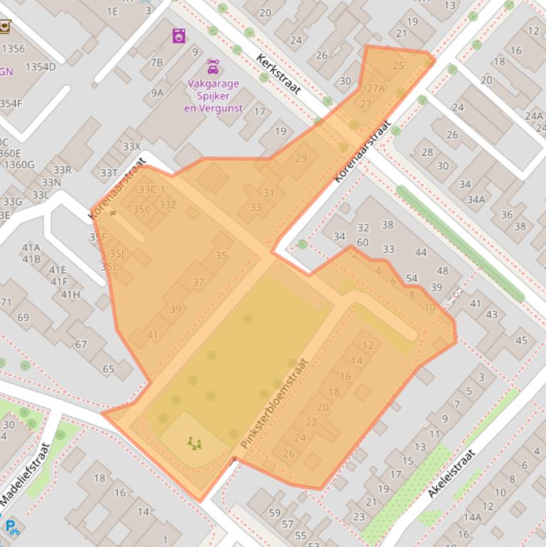 Kaart van postcodegebied 2153BN.