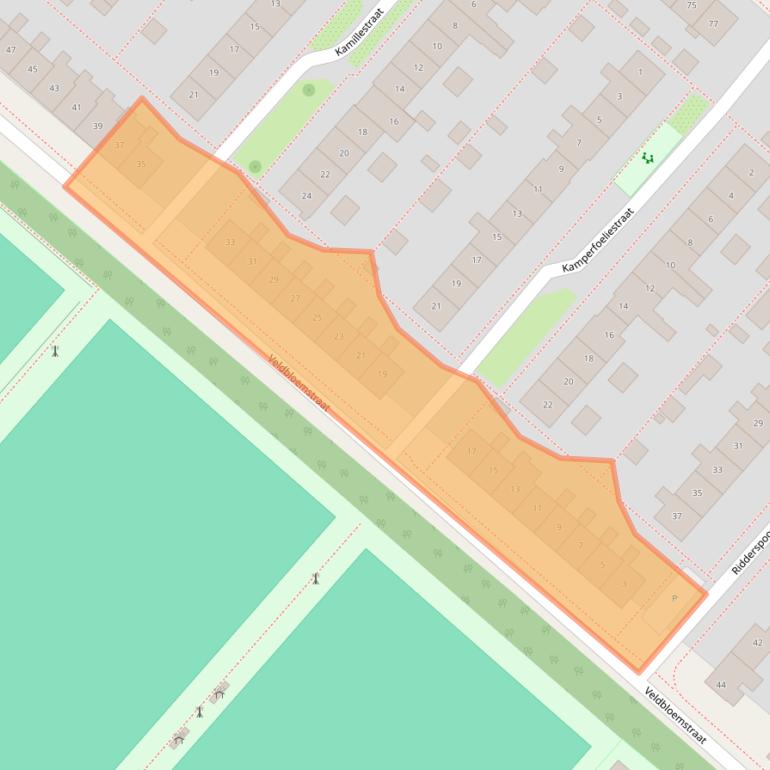 Kaart van postcodegebied 2153BW.