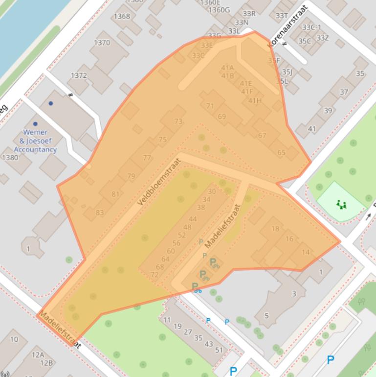 Kaart van postcodegebied 2153BZ.