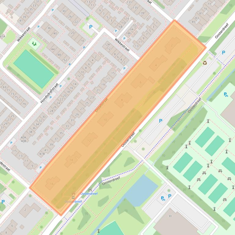 Kaart van postcodegebied 2153CC.