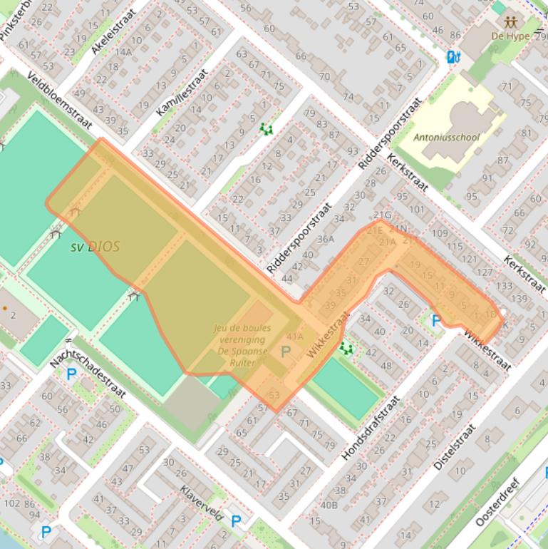 Kaart van postcodegebied 2153CD.