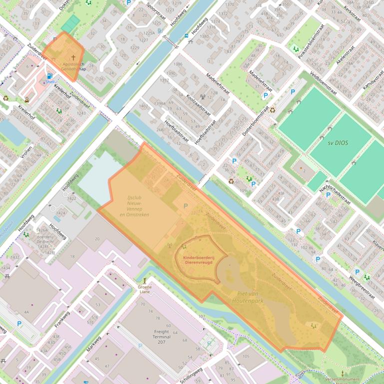 Kaart van postcodegebied 2153CL.