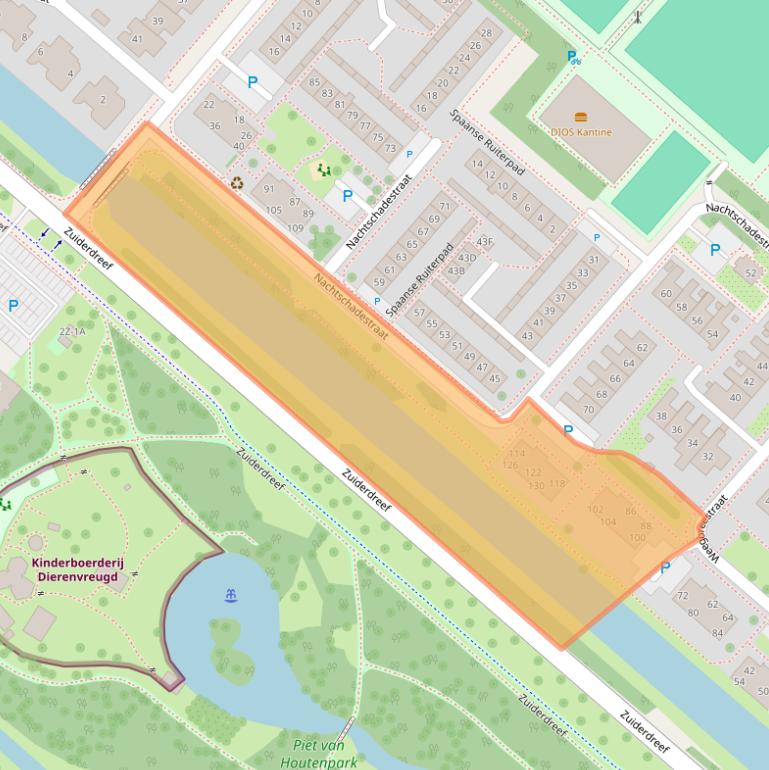 Kaart van postcodegebied 2153EE.