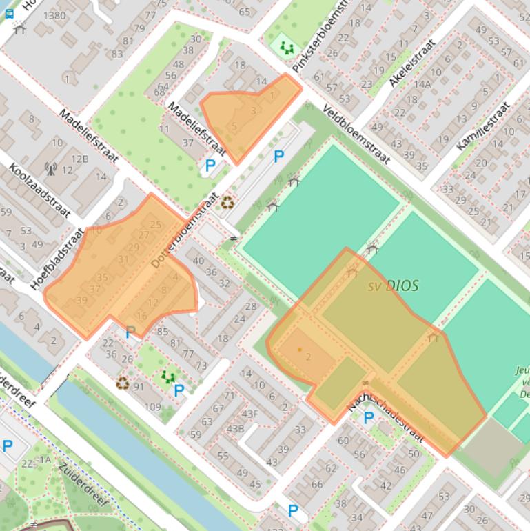 Kaart van postcodegebied 2153ES.