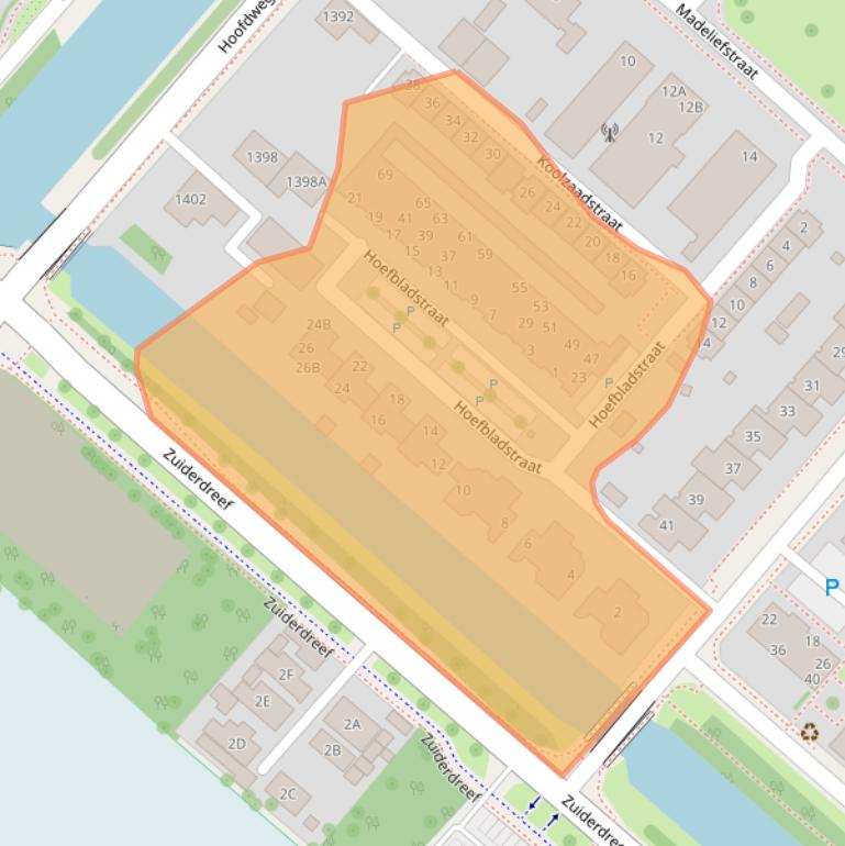 Kaart van postcodegebied 2153EX.