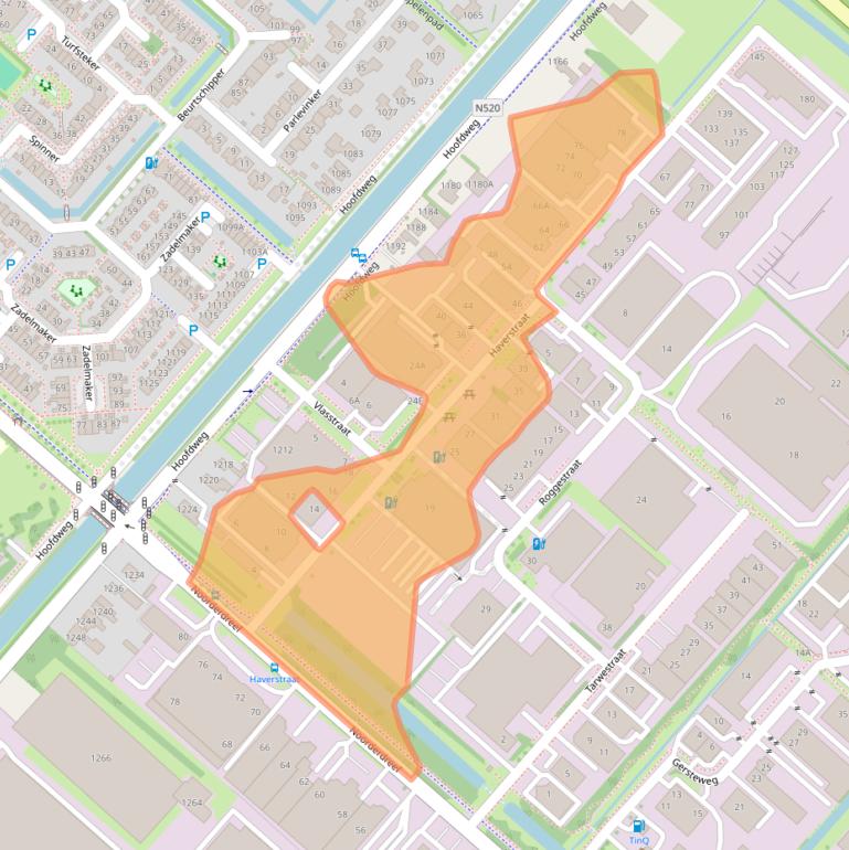 Kaart van postcodegebied 2153GB.