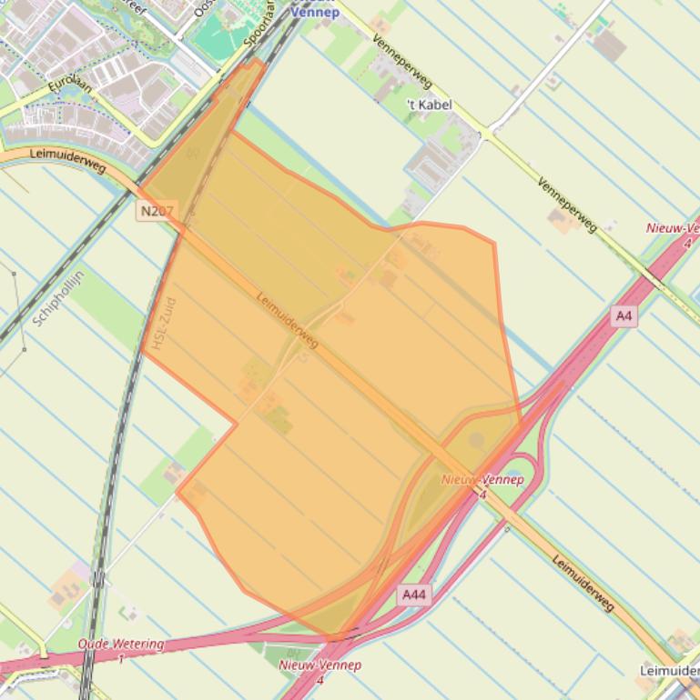 Kaart van postcodegebied 2153KG.