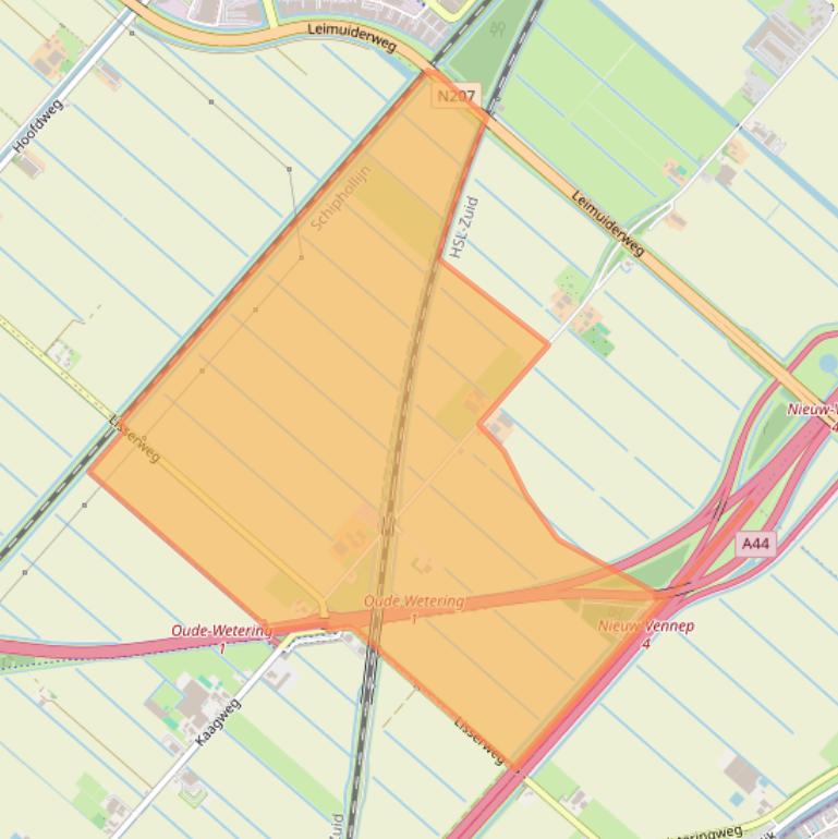 Kaart van postcodegebied 2153KH.