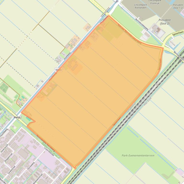 Kaart van postcodegebied 2153LN.