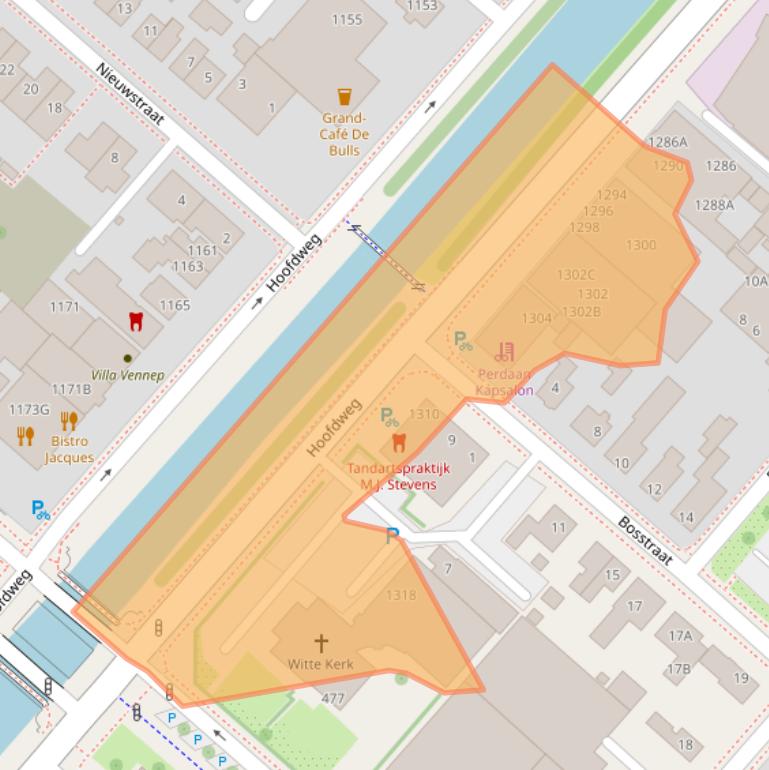 Kaart van postcodegebied 2153LS.