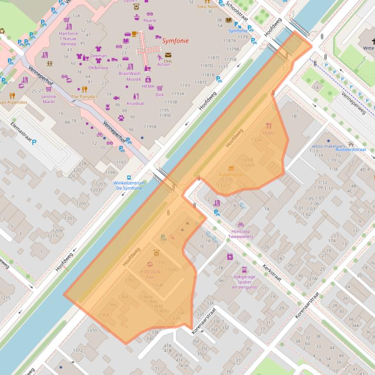 Kaart van postcodegebied 2153LT.