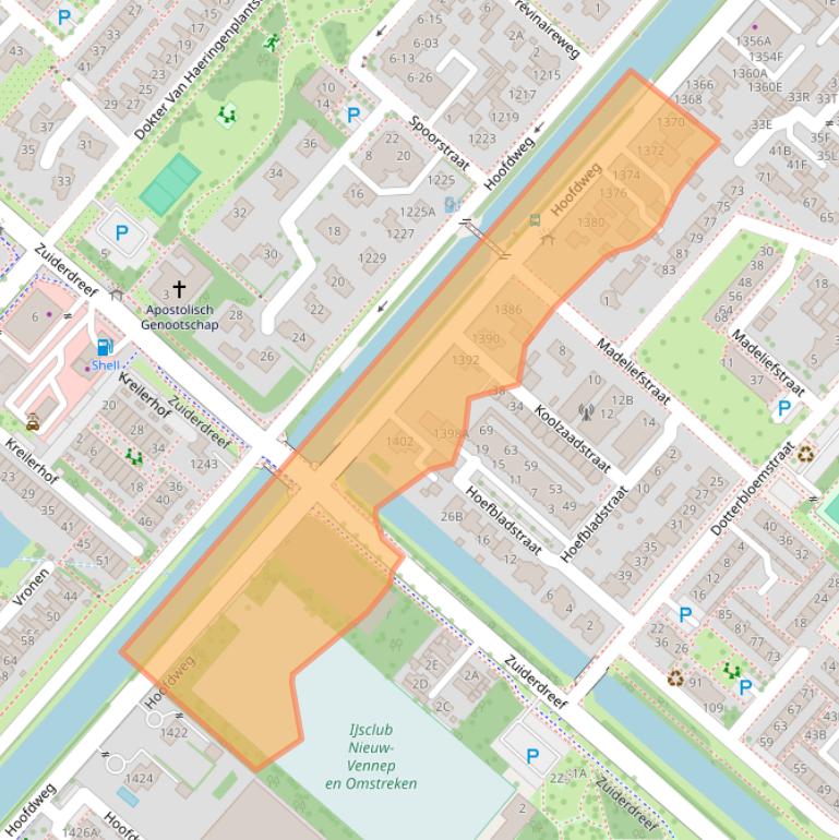 Kaart van postcodegebied 2153LV.