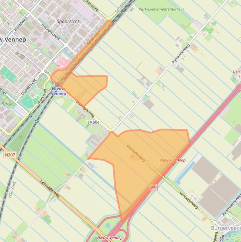 Kaart van postcodegebied 2153MA.