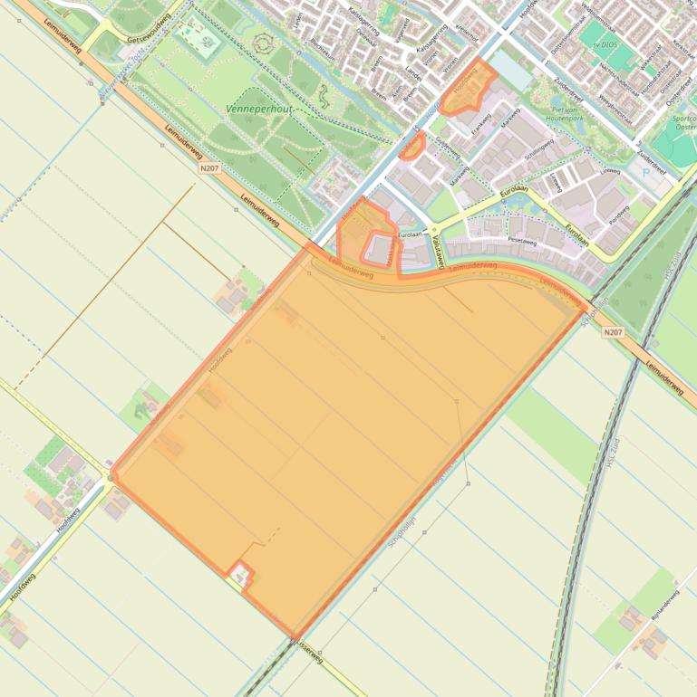 Kaart van postcodegebied 2153NA.