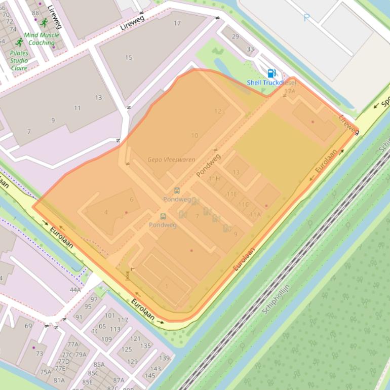 Kaart van postcodegebied 2153PK.