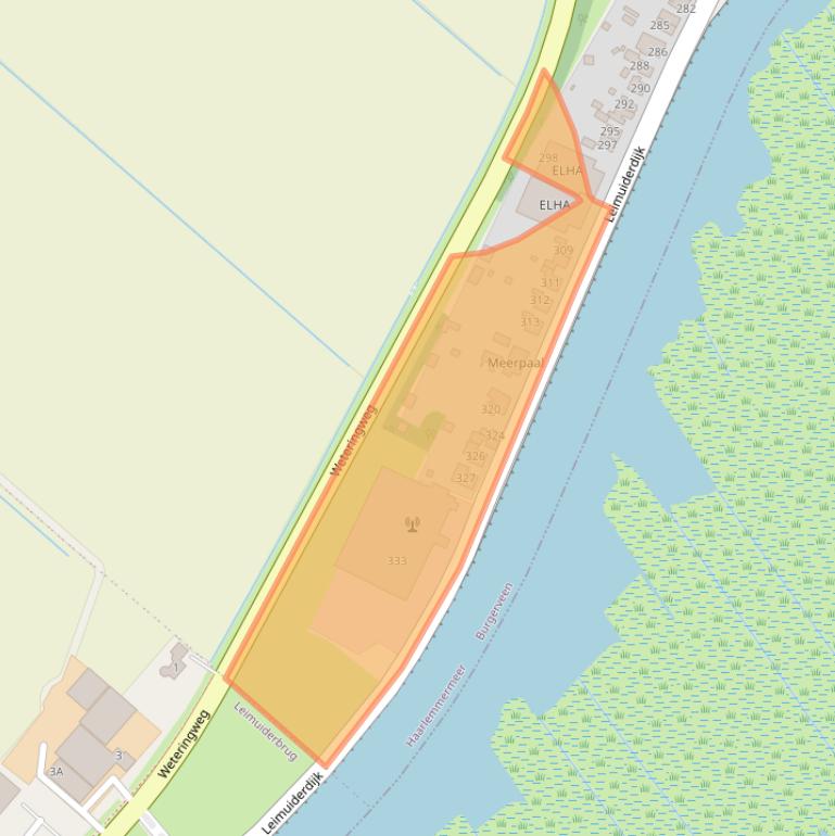 Kaart van postcodegebied 2154MS.