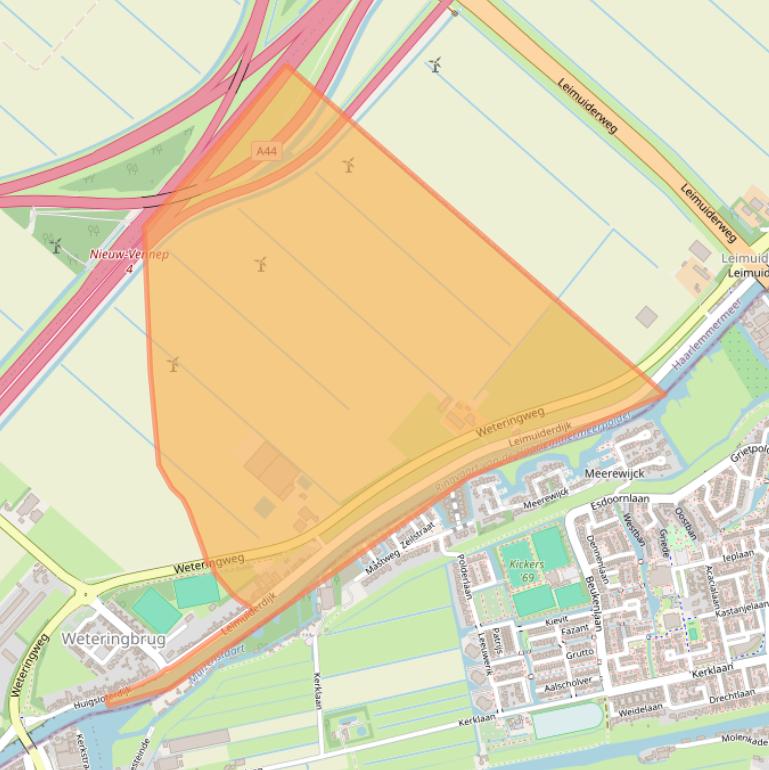 Kaart van postcodegebied 2156MX.